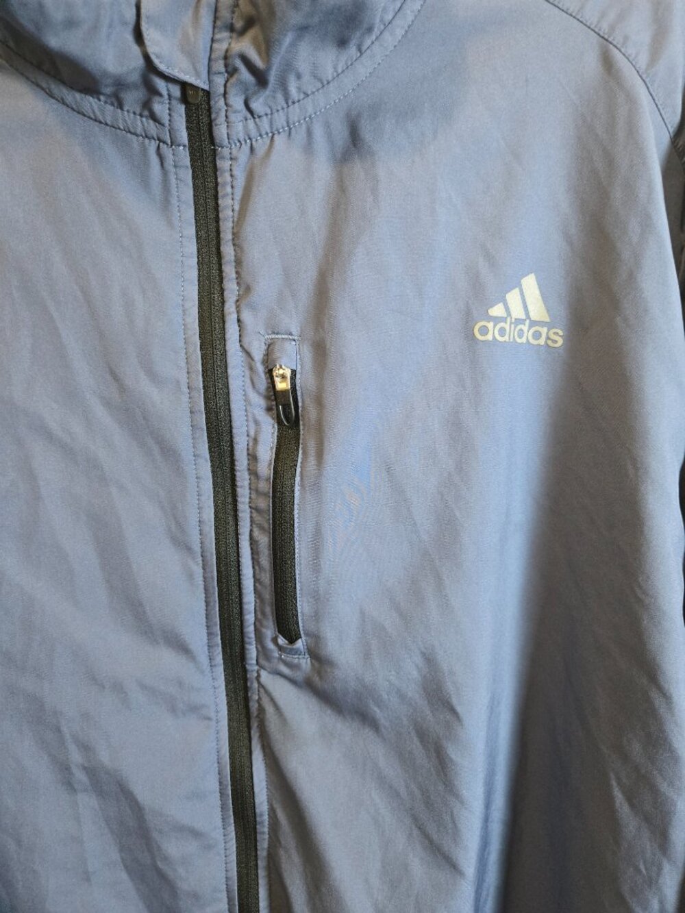 Adidas Running‎ Blue Reflective Full Zip Lightweight Windbreaker Jacket Mens L - Picture 3 of 12